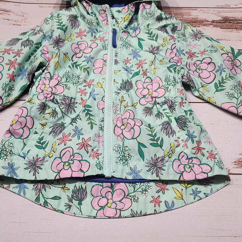🌺3/$20 Cat & Jack Jacket Mint Pink Floral Zip Up Toddler Girl 12 Months - Picture 4 of 8